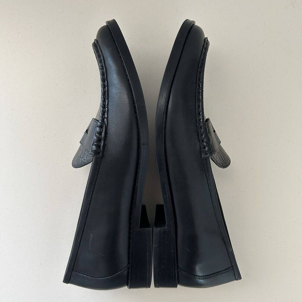 Vionic Waverly Croc Penny Loafers Shoes Womens Size 9.5 Black Leather Orthotic - Picture 9 of 10